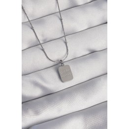 316L Çelik Gümüş Renk Kare Charm Model Kolye TJ-BKO8927