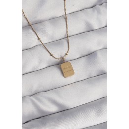 316L Çelik Gold Renk Kare Charm Model Kolye TJ-BKO8928