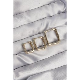 Pirinç Gold Renk Renkli Zirkon Taşlı Kare Model Küpe Seti TJ-BKP9116