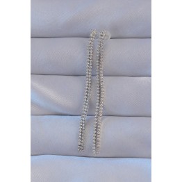 Pirinç Gümüş Renk Zirkon Taşlı Su Yolu Model Küpe TJ-BKP9146