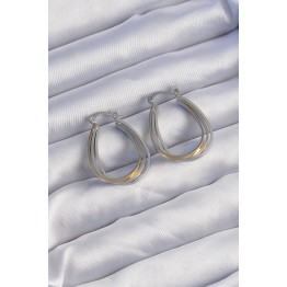 Pirinç Gold Gümüş Renkli Oval Çoklu Görünümlü Küpe TJ-BKP9223
