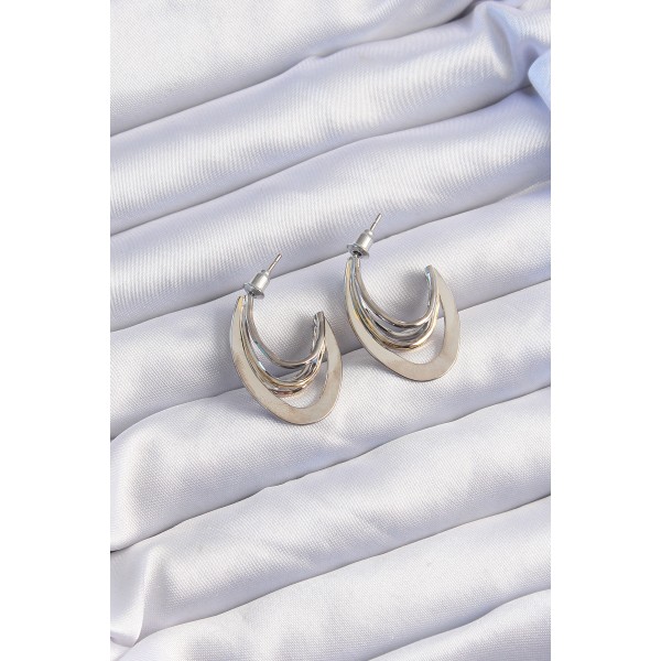 Pirinç Gold Gümüş Renkli Düz Plaka Halka Küpe TJ-BKP9229