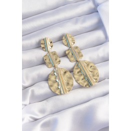 Pirinç Gold Renk Geometrik Ezme Plaka Küpe TJ-BKP9244