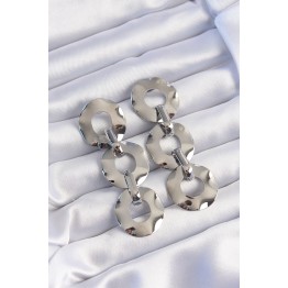Pirinç Gümüş Renk Oval Ayna Model Sallantılı Küpe TJ-BKP9251