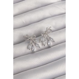 Pirinç Gümüş Renk Zirkon Taşlı Fiyonk Küpe TJ-BKP9292