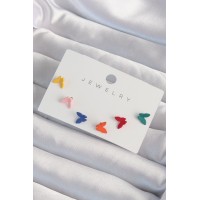 Pirinç Rengarenk Mineli Minimal Küpe Seti TJ-BKP9318