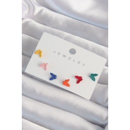 Pirinç Rengarenk Mineli Minimal Küpe Seti TJ-BKP9318