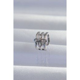Pirinç Gümüş Renk Yonca Earcuff Küpe TJ-BKP9330
