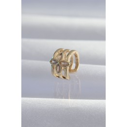 Pirinç Gold Renk Yonca Earcuff Küpe TJ-BKP9331