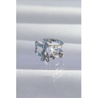 Pirinç Gümüş Renk İncili Ahtapot Earcuff Küpe TJ-BKP9332