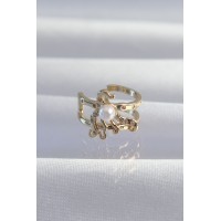 Pirinç Gold Renk İncili Ahtapot Earcuff Küpe TJ-BKP9333