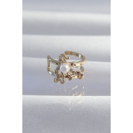 Pirinç Gold Renk İncili Ahtapot Earcuff Küpe TJ-BKP9333