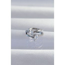 Pirinç Gümüş Renk Zirkon Taşlı Damla Earcuff Küpe TJ-BKP9334