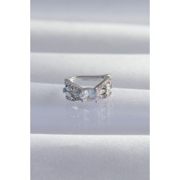 Pirinç Gümüş Renk Zirkon Taş Kaplama Earcuff Küpe TJ-BKP9336