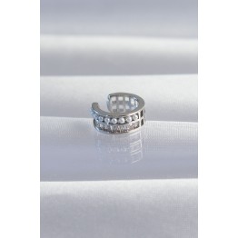 Pirinç Gümüş Renk İncili Baget Taşlı Earcuff Küpe TJ-BKP9338