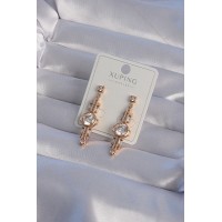 XUPİNG Rose Renk Zirkon Taşlı Geometrik Sallantılı Küpe TJ-BKP9355