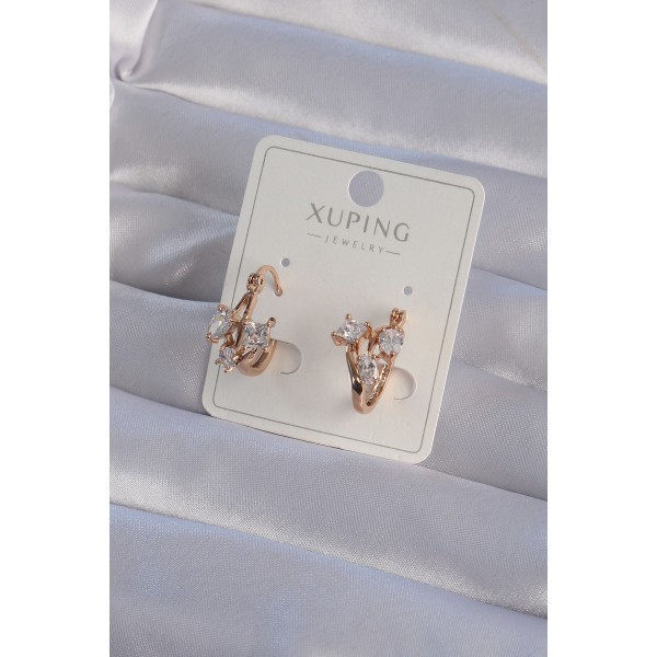 XUPİNG Rose Renk Zirkon Taşlı Halka Küpe TJ-BKP9358