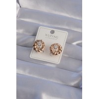 XUPİNG Rose Renk Oval Zirkon Taşlı Burgu Model Küpe TJ-BKP9361