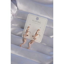 XUPİNG Rose Renk Zirkon Taşlı Kertenkele Model Halka Küpe TJ-BKP9368