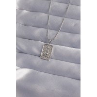 316L Çelik Zincir Gümüş Renk İşlemeli Göz Figür Tarot Kolye TJ-BKO9018