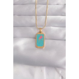 316L Çelik Gold Renk Mavi Mineli Tarot Kolye TJ-BKO9030