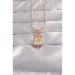 316L Çelik Gold Renk Karışık Mineli Ay Figür Tarot Kolye TJ-BKO9032