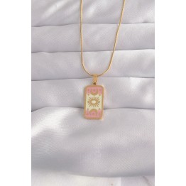 316L Çelik Gold Renk Karışık Mineli Ay Figür Tarot Kolye TJ-BKO9036