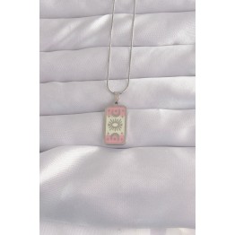 316L Çelik Gümüş Renk Pembe Mineli Ay Figür Tarot Kolye TJ-BKO9045