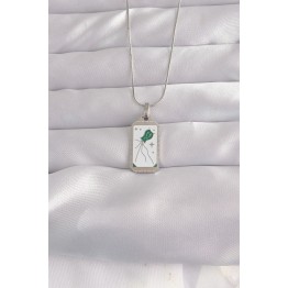 316L Çelik Gümüş Renk Beyaz Mineli Tarot Kolye TJ-BKO9048