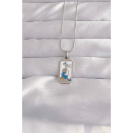 316L Çelik Gümüş Renk Beyaz Mineli Kız Figür Tarot Kolye TJ-BKO9049