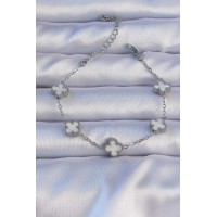 316L Çelik Gümüş Renk Sedefli Baby Boy Yonca Model Bileklik TJ-BB6302