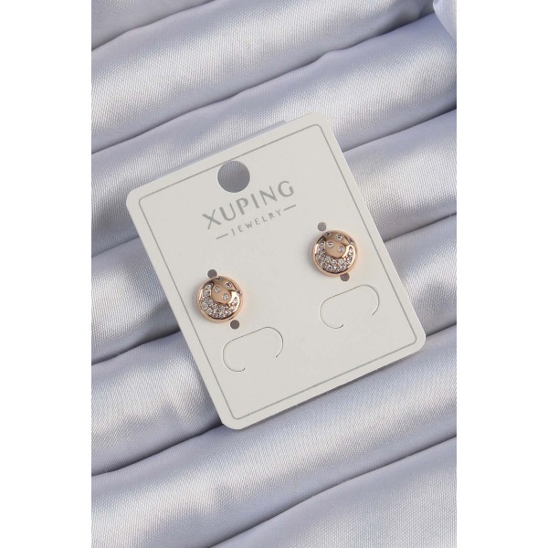 Xuping Rose Renk Zirkon Taşlı Yansımalı Oval Küpe TJ-BKP9414