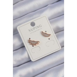 Xuping Rose Renk Zirkon Taşlı Ay ve Güneş Tasarımlı Küpe TJ-BKP9429