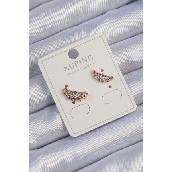 Xuping Rose Renk Zirkon Taşlı Ay ve Güneş Tasarımlı Küpe TJ-BKP9429