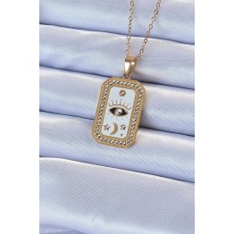 316L Çelik Zincir Renk Mineli Zirkon Taşlı Göz Figür Tarot Kolye TJ-BKO9215