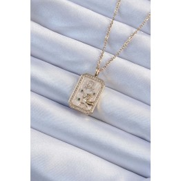 316L Çelik Zincir Renk Zirkon Taşlı Aslan Figürlü Tarot Kolye TJ-BKO9225