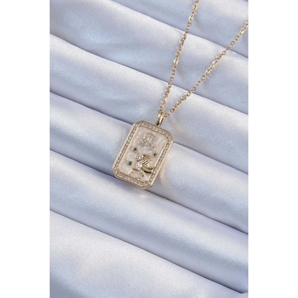 316L Çelik Zincir Renk Zirkon Taşlı Aslan Figürlü Tarot Kolye TJ-BKO9225