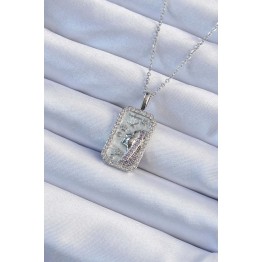 316L Çelik Zincir Gümüş Renk Zirkon Taşlı Yüz Figürlü Tarot Kolye TJ-BKO9240
