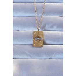 316L Renk İşlemeli Nazarlı Vintage Kolye TJ-BKO9266
