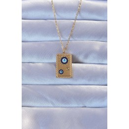 316L Renk İşlemeli Nazarlı Vintage Kolye TJ-BKO9268