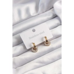 316L Çelik Renk Zirkon Taşlı Halka Model Küpe TJ-BKP9499