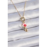 316L Çelik Gold Renk Renkli Kalp Figür Charm Model Kadın Kolye TJ-BKO9320