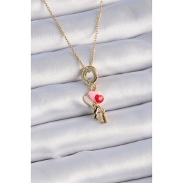 316L Çelik Gold Renk Renkli Kalp Figür Charm Model Kadın Kolye TJ-BKO9320