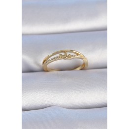 Pirinç Gold Renk Zirkon Taşlı Kalp Model Kadın Yüzük TJ-BYK3302