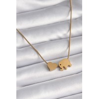 316L Çelik Gold Renk Fil Kalp Figürlü Kadın Kolye TJ-BKO9421