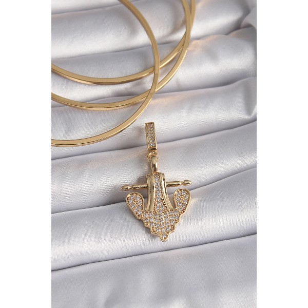 Pirinç Gold Renk Zirkon Taşlı Çapa Model Ajda Charm TJ-BC1000