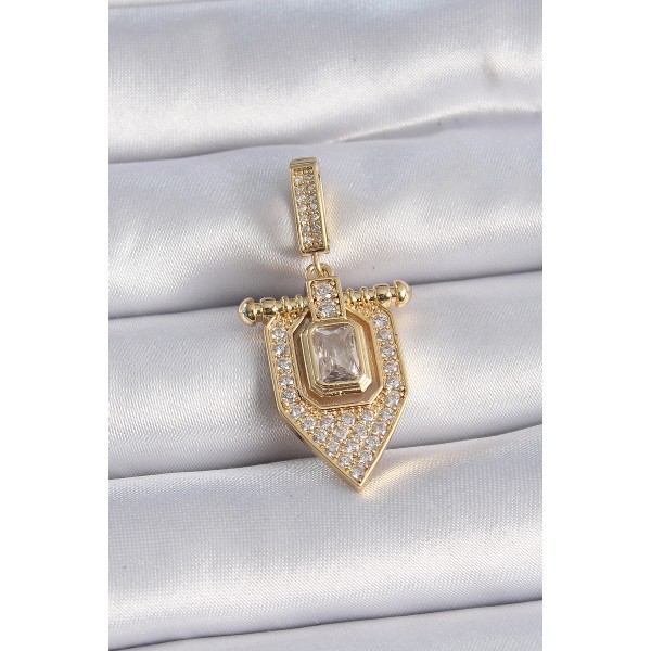 Pirinç Gold Renk Baget Zirkon Taşlı Ajda Charm TJ-BC1011