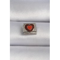 316L Çelik Gümüş Renk Kahverengi Kalp İşlemeli Nomination Charm TJ-BC1018