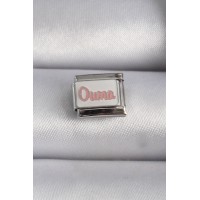 316L Çelik Gümüş Renk Beyaz Pembe Ouma İşlemeli Nomination Charm TJ-BC1027