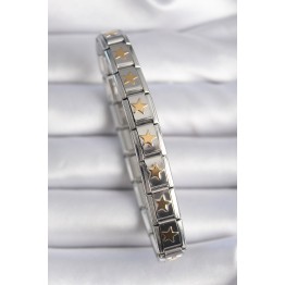 316L Çelik Gümüş Renk Gold Yıldız İşleme Nomination Charm Bileklik TJ-BB6463